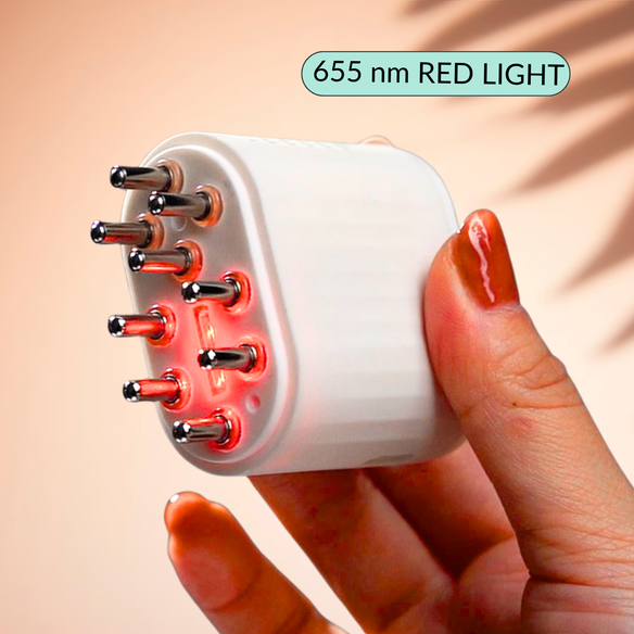 655 nm Red Light Scalp Stimulating & Massaging Comb + Rosemary & Amla Hair Oil