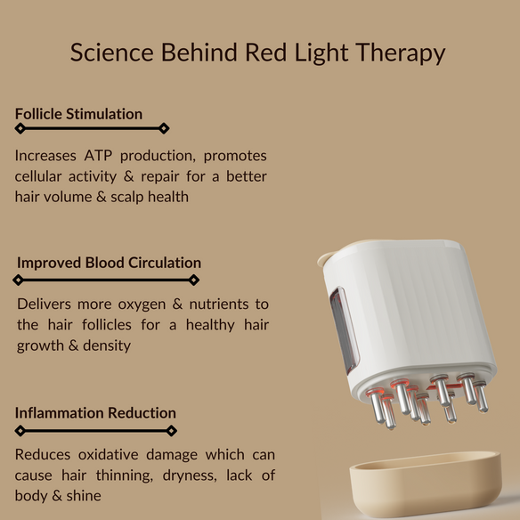 655 nm Red Light Scalp Stimulating & Massaging Comb + Rosemary & Amla Hair Oil